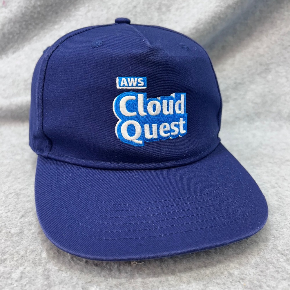 AWS Cloud Quest Unisex Blue Amazon Web Services Snapback Hat Tech Promo OSFM